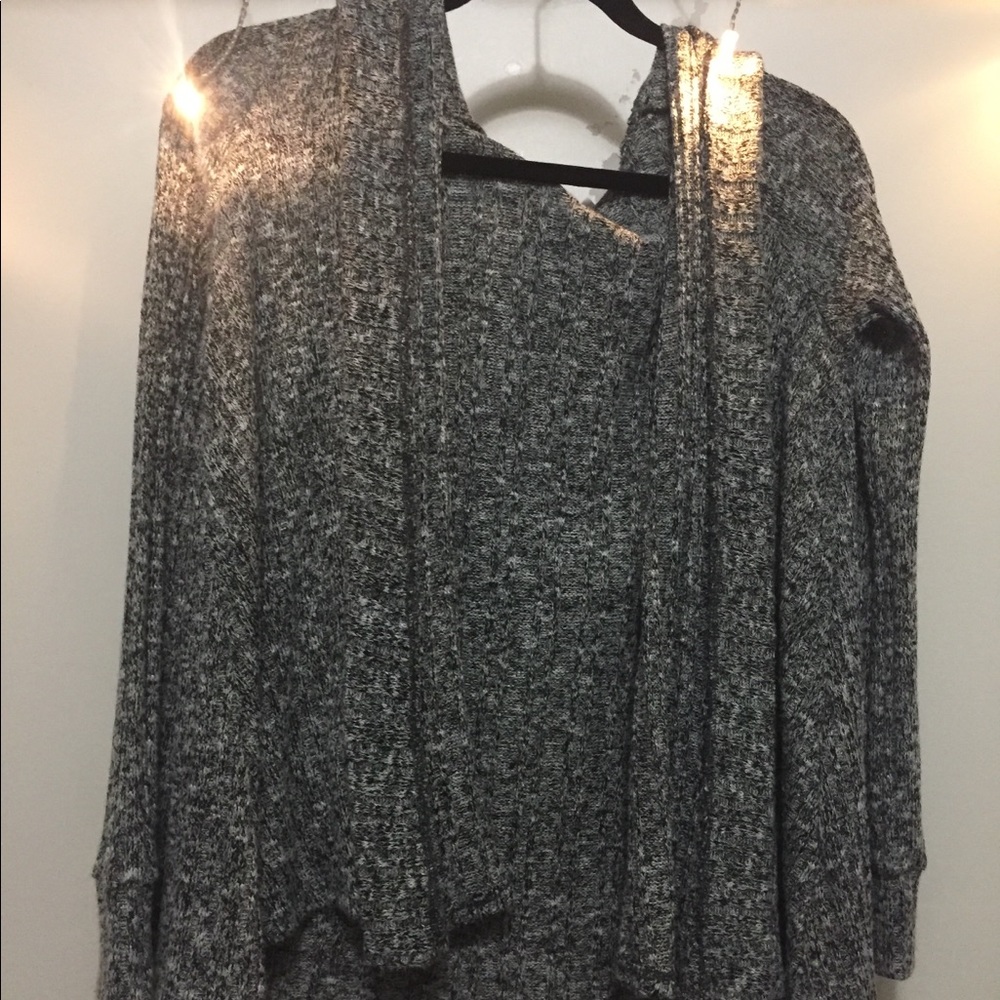 Marled drape cardigan with hood